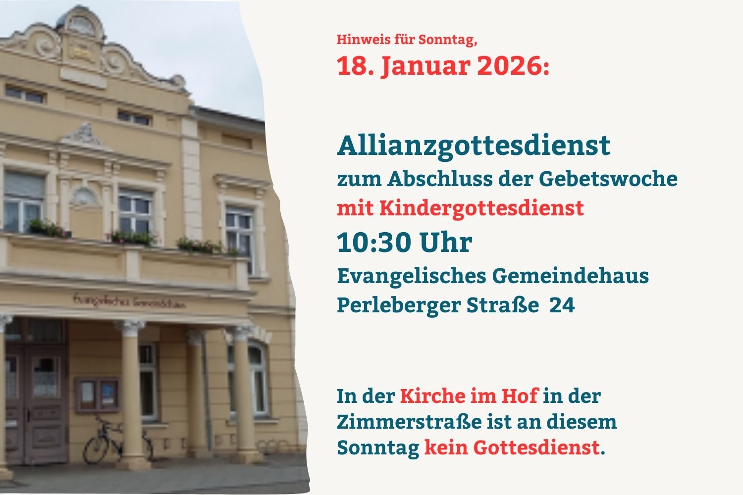 Hinweis (kein Gottesdienst oder ähnliches)